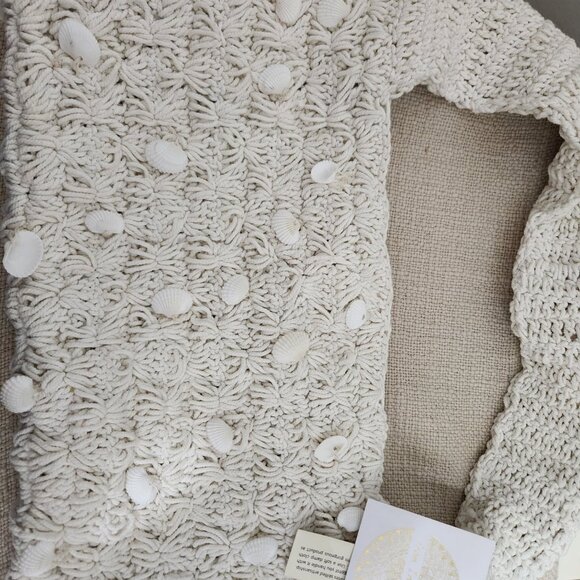 White crochet shoulder bag with shells - Picture 5 of 6